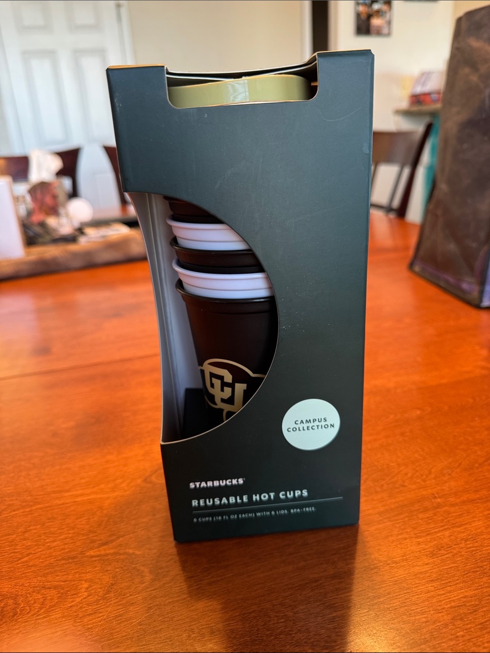 Starbucks Reusable Hot Cups - Black & White with Gold Logo